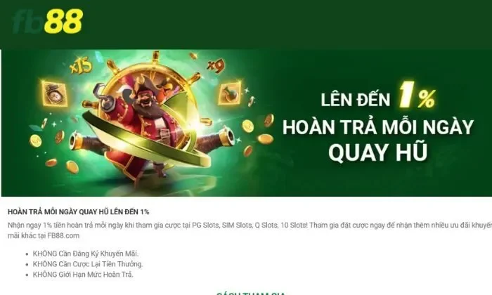 Hoàn trả mỗi ngày quay hũ FB88 Hoàn trả mỗi ngày quay hũ FB8 mỗi ngày