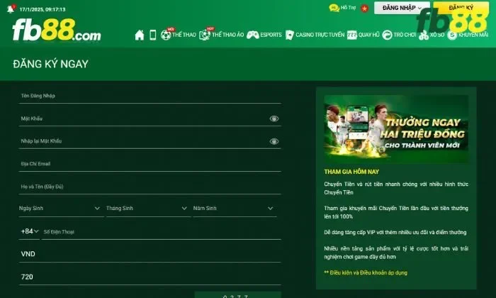 Hướng dẫn các bước tham gia chơi sảnh thể thao 247 FB88