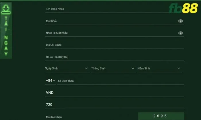 Đăng ký tài khoản FB88