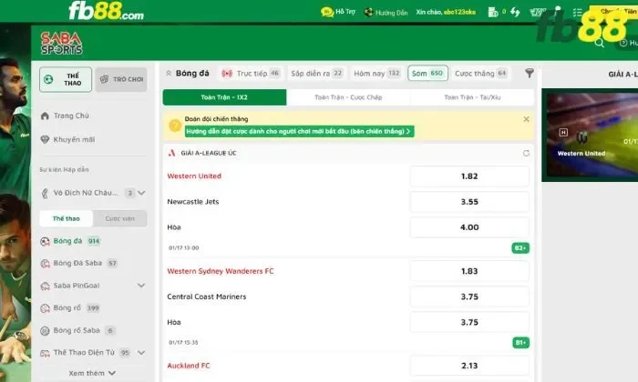 Các loại kèo cược phổ biến tại thể thao 7 FB88